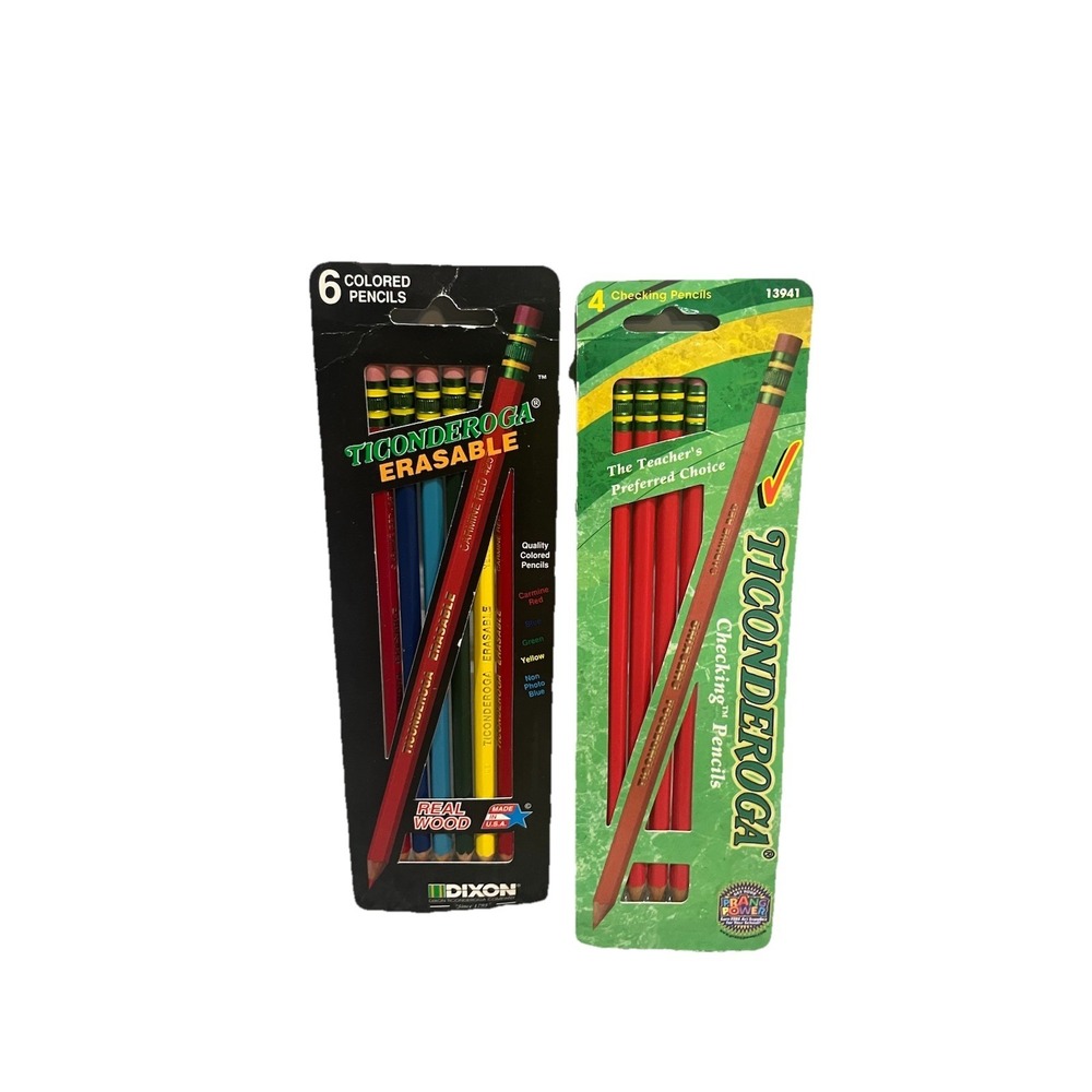 Vtg Ticonderoga Erasable Colored Pencils And Red‎ Pencils 11126, 13941